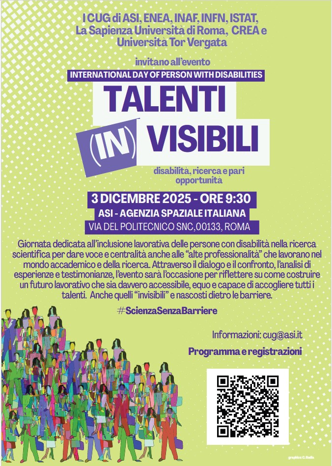 talenti (in)visibili: disabilità, ricerca e pari opportunità — 3 dicembre 2025 (ASI, Roma)